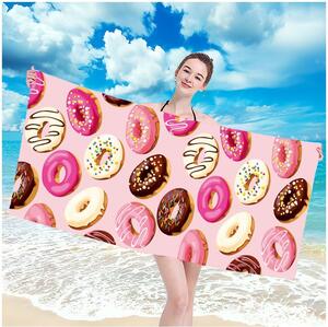 Plážová osuška s motivem sladkých donutů 100 x 180 cm