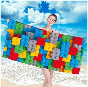 Plážová osuška s motivem barevných lego kostek 100 x 180 cm