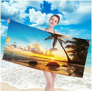 Plážová osuška s motivem romantického západu slunce 100 x 180 cm