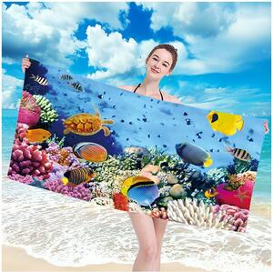 Plážová osuška s motivem podmořského světa 100 x 180 cm