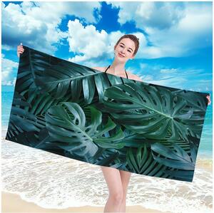 Plážová osuška s motivem tropických listů 100 x 180 cm