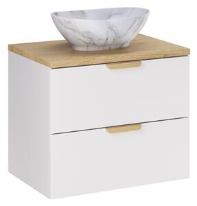 Comad Závěsná skříňka Aster Pati s deskou a umyvadlem 60 cm bílá/dub cremona