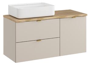 Comad Závěsná skříňka Dalia Cashmere Nature Magic s košem na prádlo, deskou a umyvadlem 100 cm kašmírová/dub cremona