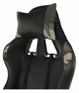 Herní židle EMRE — ekokůže, černá/army vzor, nosnost 150 kg