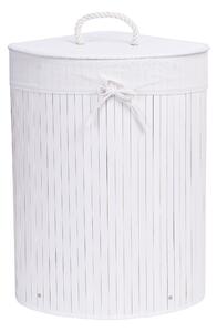 ViaDomo Via Domo - Rohový bambusový koš na prádlo Bella, 1-komorový - bílá - 44x60x36 cm