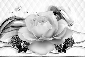Tapeta černobílá růže s abstrakcí