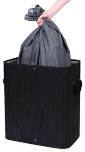 ViaDomo Via Domo - Bambusový koš na prádlo Splendido, 2-komorový - černá - 50x63x32 cm