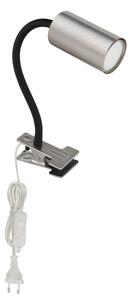 Globo 57911K ROBBY - Stolní lampička se skřipcem v matném niklu, kabel do zásuvky, 1 x GU10 (Skřipcová lampička na stůl v matném niklu)