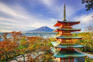 Fototapeta výhled na Chureito Pagoda a horu Fuji
