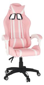 Herní židle PINKY – ekokůže, plast, bílá / růžová / černá