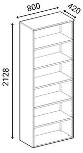 Kombinovaná kancelářská skříň PRIMO WHITE, zasouvací dveře na 2 patra, 2128 x 800 x 420 mm, bílá/buk