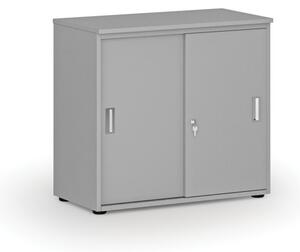 Kancelářská skříň se zasouvacími dveřmi PRIMO GRAY, 740 x 800 x 420 mm, šedá