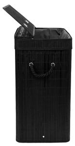 ViaDomo Via Domo - Bambusový koš na prádlo Sereno, 2-komorový - černá - 52x60x32 cm