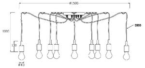 Lucide 08408/10/30 - Závěsné svítidlo FIX MULTIPLE 10xE27/60W/230V