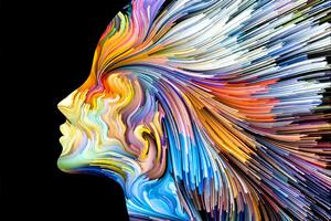 Samolepící tapeta barevný profil ženského obličeje