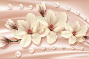 Tapeta luxusní magnolie s perlami