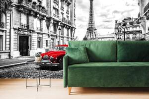 Fototapeta červené retro auto v Paříži - 225x150