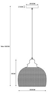 Lucide 43404/28/30 - Závěsné svítidlo MESH 1xE27/60W/230V 28 cm