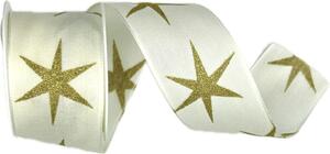 Stuha vánoční bavlněná SHOOTING STAR GOLD krémová 40mm x 2m (14,-Kč/m)