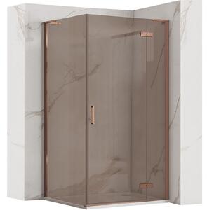 Sprchový kout REA HUGO Copper Brush 80/dveře x 90/zástěna cm, měď kartáčovaná/hnědá kouřová - bez vaničky