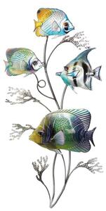 Nástěnná kovová dekorace Aquarium fish 69 cm