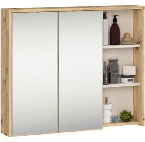 Koupelnová skříňka Vambos W90 2D 3P LO (dub artisan + kašmír) (se zrcadlem)