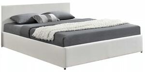 TEMPO Manželská postel s RGB LED osvětlením, bílá, 160x200, JADA NEW