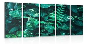 5-dílný obraz svěží tropické listy - 200x100 cm