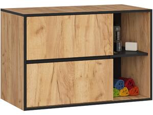 Koupelnová skříňka Vambos W90 2SZ 2P (dub craft + černá)