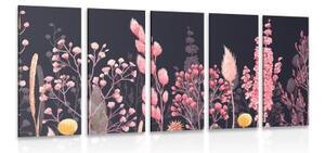 5-dielny obraz olejomaľba divoké kvety - 100x50 cm