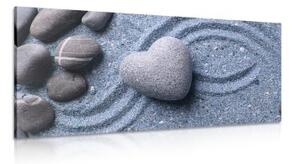 Obraz srdce z kamene na písečném pozadí - 100x50 cm