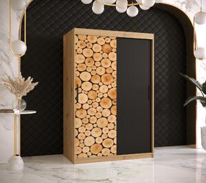 Šatní skříň Abi Sosna Barva korpusu: Bílá, Rozměry: 150 cm, Dveře: Sosna + černá