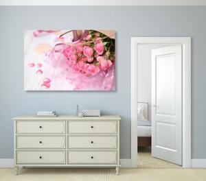 Obraz kytice růžových růží - 60x40 cm
