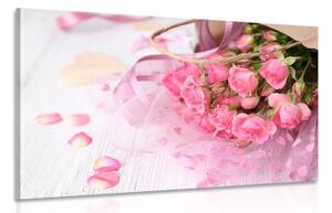 Obraz kytice růžových růží - 120x80 cm