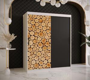 Šatní skříň Abi Sosna Barva korpusu: Bílá, Rozměry: 100 cm, Dveře: Sosna + černá