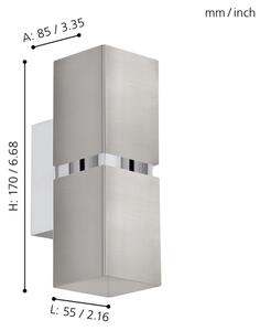 Eglo 96264 - LED Nástěnné svítidlo PASSA 2xGU10/3.3W/230V hranaté
