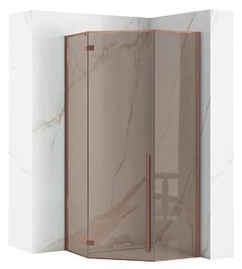 Pětiúhelníkový sprchový kout REA DIAMOND 90x90 cm, kartáčovaná měď/transparent - bez vaničky