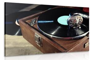 Obraz gramofon s vinylovou deskou - 60x40 cm