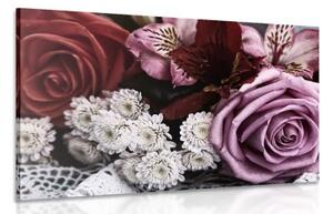 Obraz retro kytice růží - 120x80 cm
