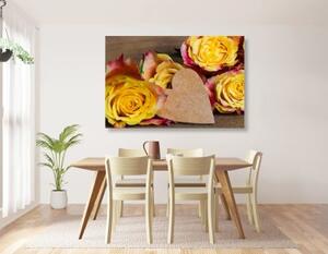 Obraz valentýnské žluté růže - 60x40 cm