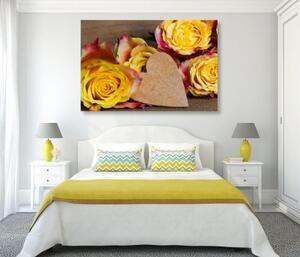 Obraz valentýnské žluté růže - 60x40 cm