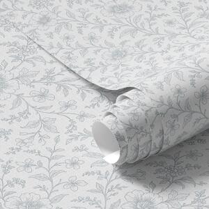 Tapety Jemné modré květiny na smetanově bílém pozadí, Tapety květiny, a00576 : uwalls.cz