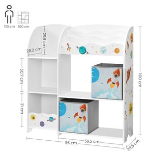 Dětská knihovnička s látkovými boxy ANET bílá