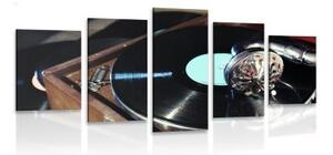 5-dílný obraz gramofon s vinylovou deskou - 100x50 cm