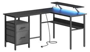 Psací stůl s podsvícením SOLEA-X 150x120 cm hnědá/černá