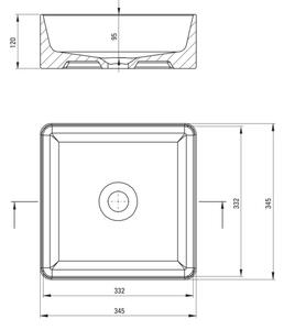 Deante CDJ_6U3S - Umyvadlo na desku JASMIN 34,5x34,5 cm keramika/bílá