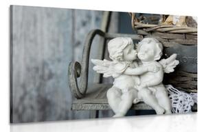 Obraz sošky andílků na lavičce - 60x40 cm
