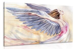 Obraz svobodný anděl s fialovými křídly - 120x80 cm