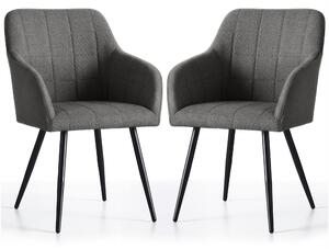 Set 2 ks jídelních židlí Luxembourg (tmavý grafit + černá)