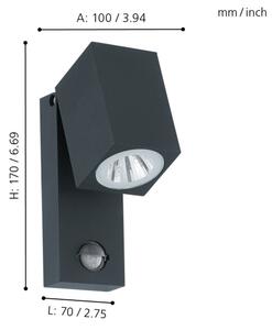 Eglo 96287 - LED venkovní nástěnné svítidlo s čidlem SAKEDA LED/5W/230V IP44